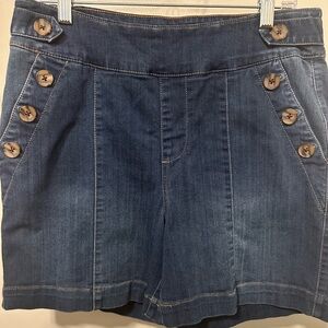 Westbound Marina High Rise Blue Jean Shorts Size 12 Pre-Owned
